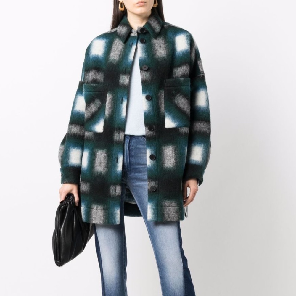 IRO Harwel Oversized Checked Brushed Wool-Blend Felt Coat